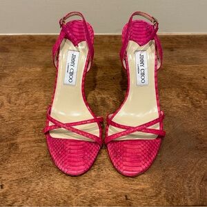 Jimmy Choo Fuchsia Watersnake Skin Slingback Heels